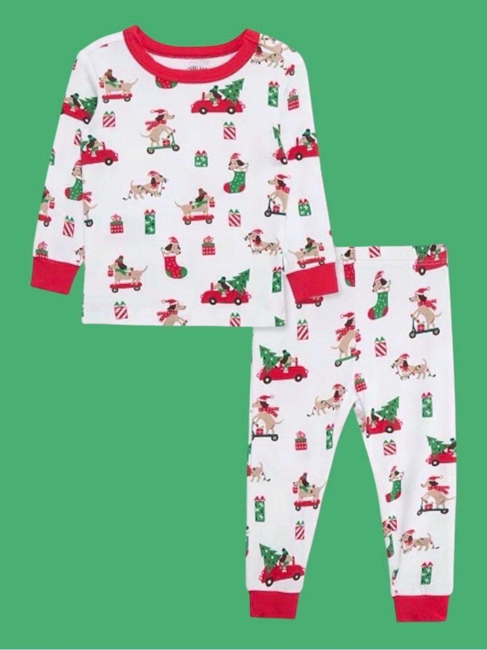 Little Me Baby Puppy-Print Christmas Pajama Top & Pants 2 Piece Set 18M NWT